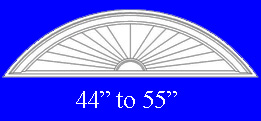 Sunburst pediment bottom width 44" to 55"